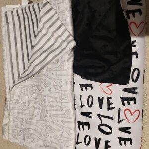 Black and White Love Print And Grey And White Animal Print Blankets
